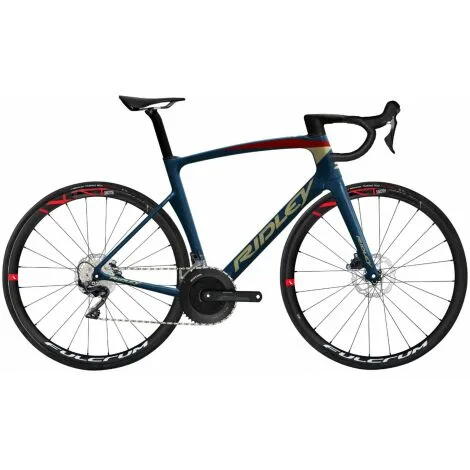 4471.64 Ridley Noah Disc Ultegra Carbon Road Bike 2023 Jeans Blue Gold Metallic XXS ROAD BIKE SHOP